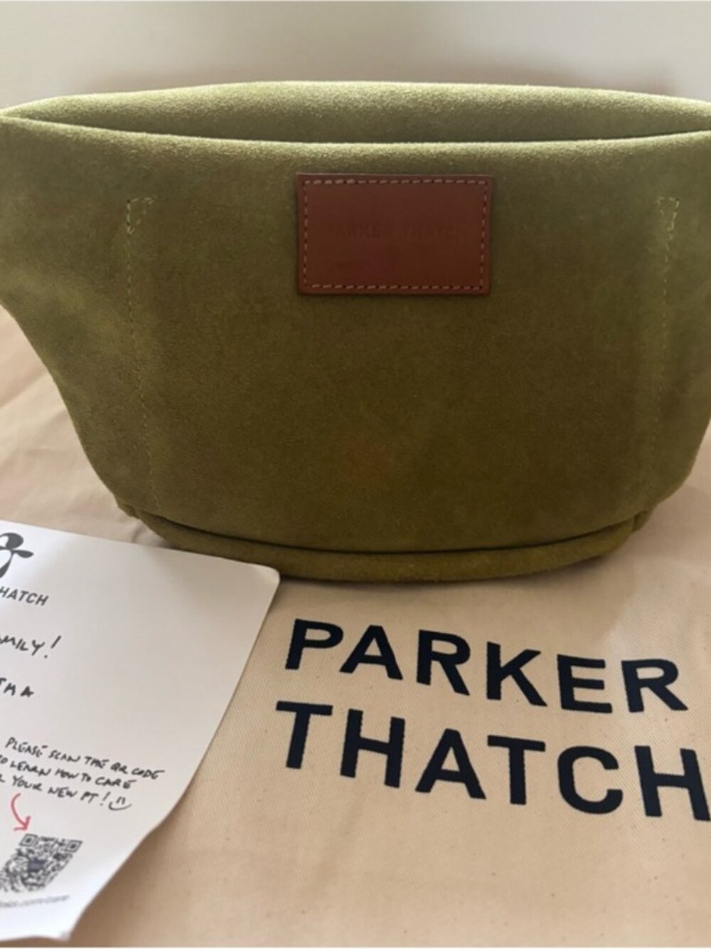 Parker Thatch Avocado Suede Small Sling - New